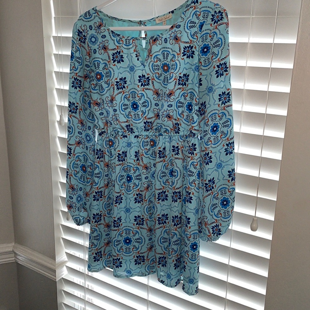 Blue/Orange Long Sleeve Dress